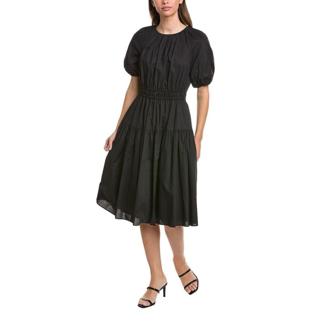 Brooks Brothers Womens  Poplin Smocked Dress, Black